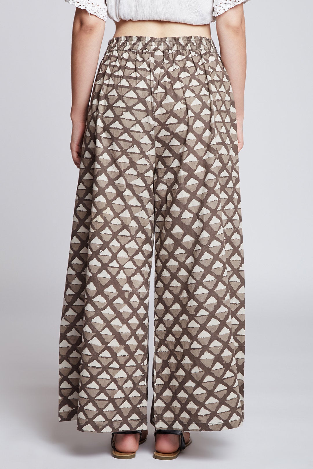Dabu hand block printed cotton palazzo pants / flared pants