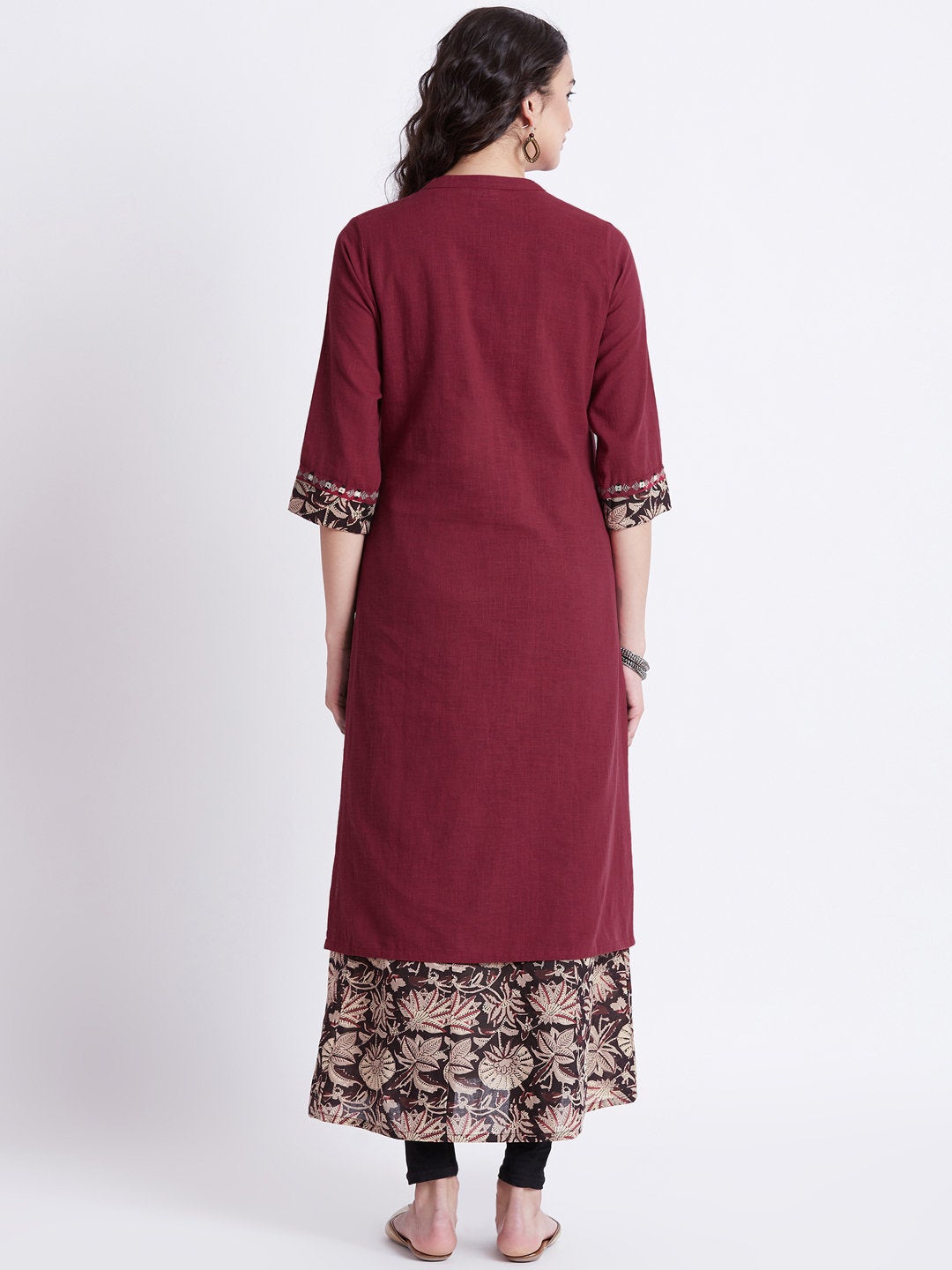 Hand block floral printed two piece long dress/Kurta