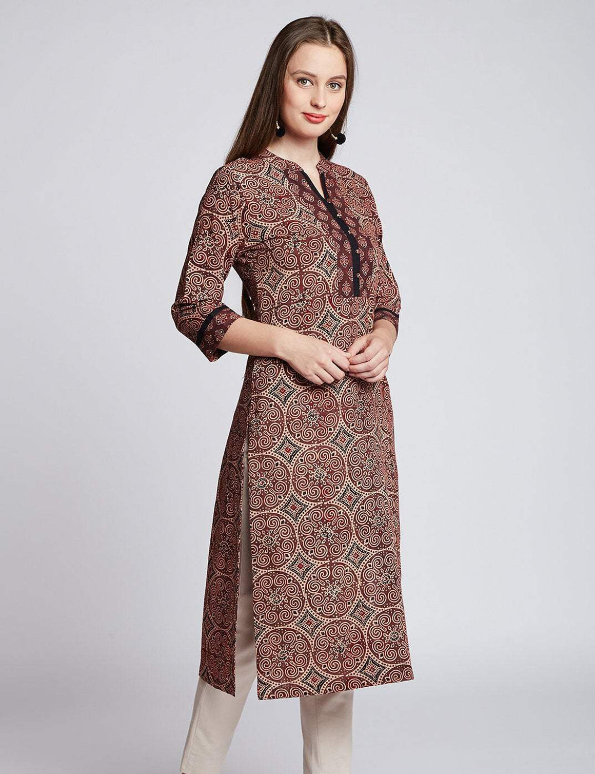 Hand block ajrakh printed Indian ethnic long kurta