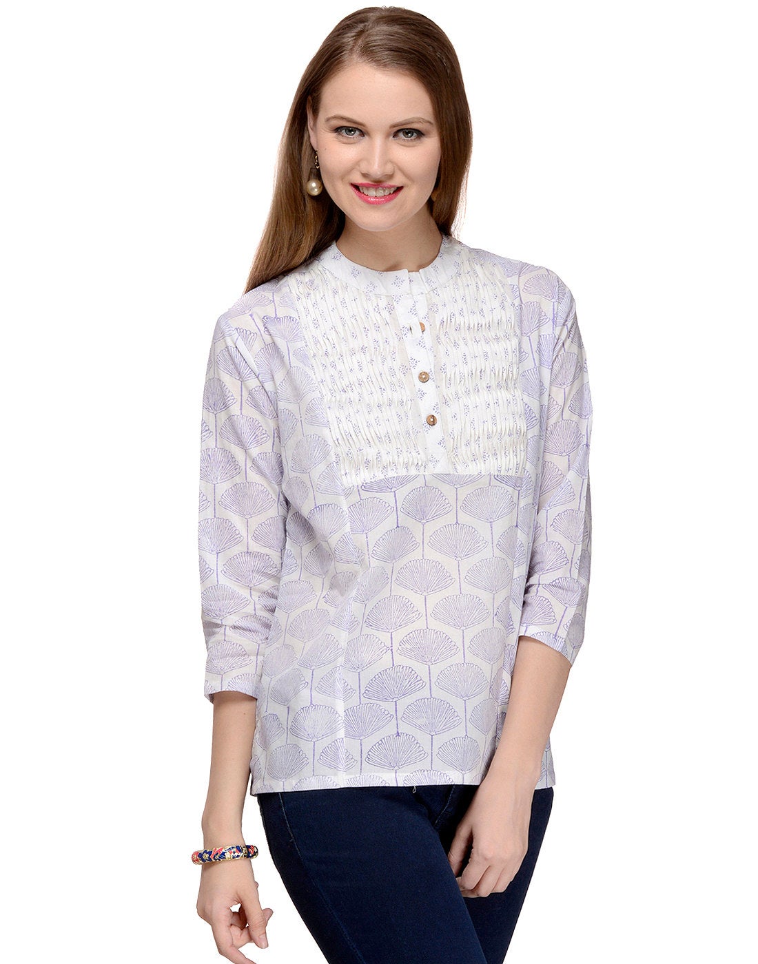 Subtle purple Hand Block Printed Top