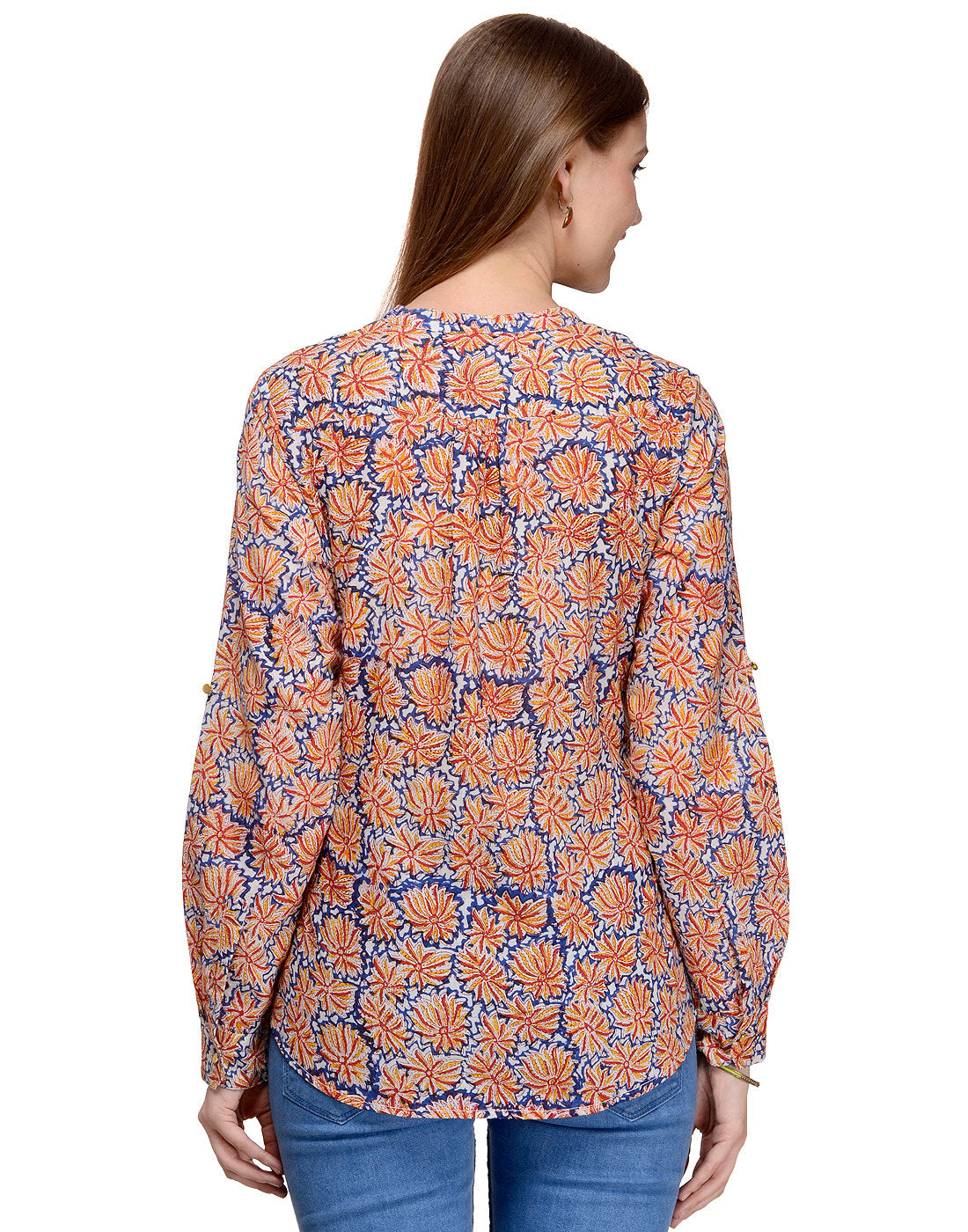 Hand block printed Button-Front Blouse