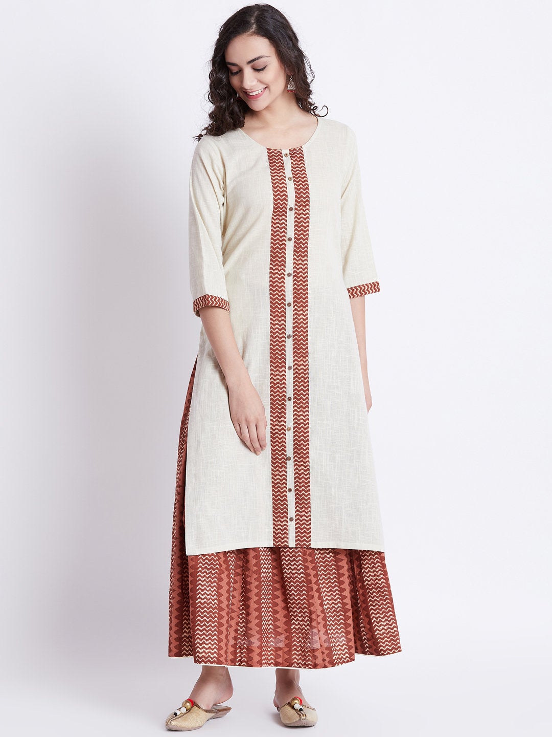 Buy Tremendous Blue & Off White Rayon Striped Full Stitched Sharara & Long  Kurti Design | Fashion Clothing
